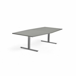 Rokovací stôl MODULUS, 2400x1200 mm, T-rám, strieborná, svetlošedá