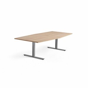 Rokovací stôl MODULUS, 2400x1200 mm, T-rám, strieborná, dub