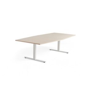 Rokovací stôl MODULUS, 2400x1200 mm, T-rám, biela, breza