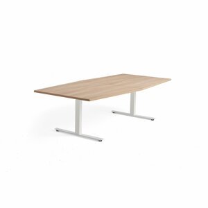 Rokovací stôl MODULUS, 2400x1200 mm, T-rám, biela, dub