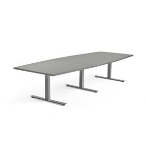 Rokovací stôl MODULUS, 3200x1200 mm, T-rám, strieborná, svetlošedá