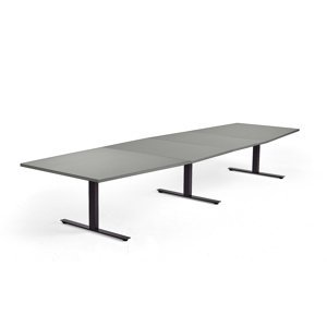Rokovací stôl MODULUS, 4000x1200 mm, T-rám, čierna, svetlošedá