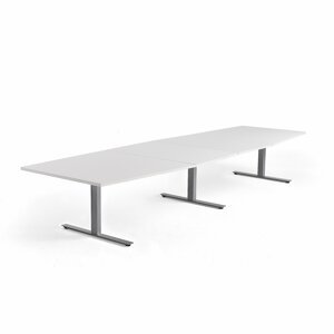 Rokovací stôl MODULUS, 4000x1200 mm, T-rám, strieborná, biela