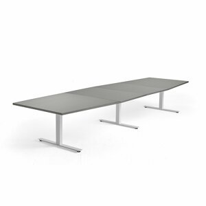 Rokovací stôl MODULUS, 4000x1200 mm, T-rám, biela, svetlošedá