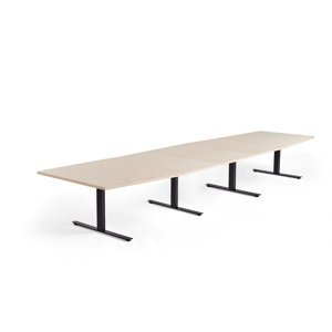 Rokovací stôl MODULUS, 4800x1200 mm, T-rám, čierna, breza