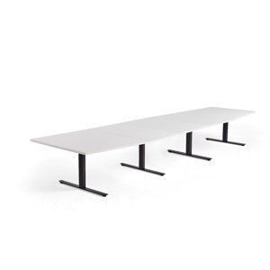 Rokovací stôl MODULUS, 4800x1200 mm, T-rám, čierna, biela