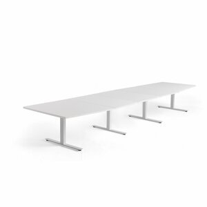 Rokovací stôl MODULUS, 4800x1200 mm, T-rám, biela, biela