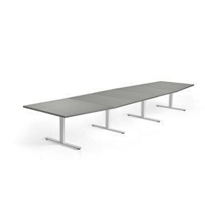 Rokovací stôl MODULUS, 4800x1200 mm, T-rám, biela, svetlošedá