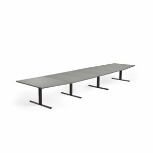 Rokovací stôl MODULUS, 5600x1200 mm, T-rám, čierna, svetlošedá