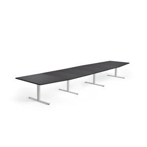 Rokovací stôl MODULUS, 5600x1200 mm, T-rám, biela, čierna