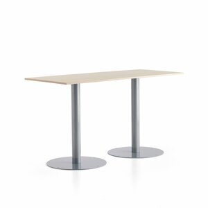 Barový stôl ALVA, 1800x800x1000 mm, strieborná, breza
