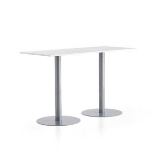 Barový stôl ALVA, 1800x800x1100 mm, strieborná, biela