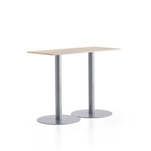 Barový stôl ALVA, 1400x700x1100 mm, strieborná, breza