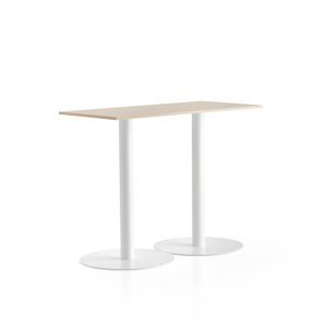 Barový stôl ALVA, 1400x700x1100 mm, biela, breza