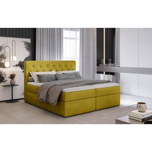 Čalúnená manželská posteľ s úložným priestorom Liborn 180 - zlatá