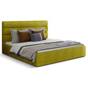 Čalúnená manželská posteľ s roštom Casos 140 - žltá