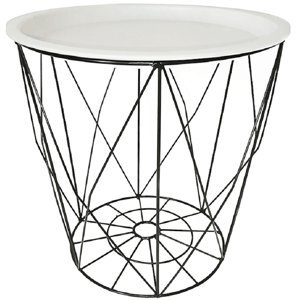 Okrúhly príručný stolík s odnímateľnou táckou Salero New - biela / čierna