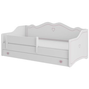 Detská posteľ s matracom a úložným priestorom Elin 80x160 cm - biela / ružový vzor