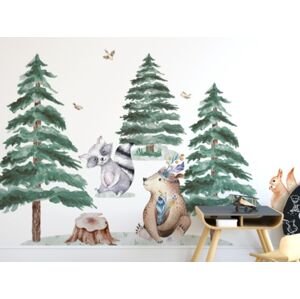 Set - nálepky Lesné kráľovstvo - Zvieratká s medveďom, zimné stromčeky