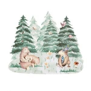 Nálepka na stenu - zvieratká, zaspávanie v lese s medveďmi veľkosť: maxi - XL