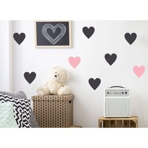 Samolepky na stenu - srdce veľké farebný variant: čierna