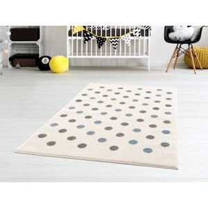 ELIS DESIGN koberec do izby s bodkami farba: krémovo/modrá - striebornosivá, rozmer: 100 x 160 cm