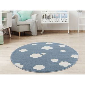 Detský koberec - Sky Cloud obláčiky okrúhly farba: modrá - biela