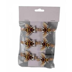 Kinekus Dekorácia včela na štipci 4,5 cm sada 6 ks mix