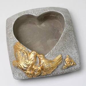Kinekus Dekorácia/obal náhrobná srdce 20,5x20x8 cm šedo-zlatá
