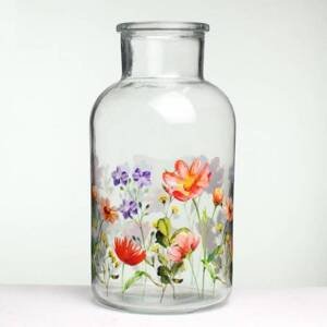 Kinekus Váza 10x10x21 cm sklo kvety