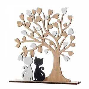 Kinekus Dekorácia strom s mačkami na podstavci 21,5x4,5x23 cm drevo