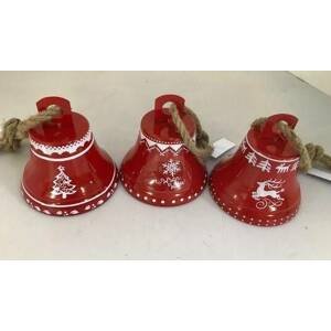 Kinekus Ozdoba závesná zvonček 12,5x12,5x13,5 cm kov červený mix