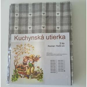 Kinekus Utierka kuchynská bavlnená tkaná SRDCE šedá 3ks, 50x70cm, 270 g/m2