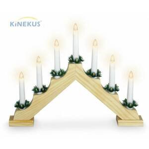 Kinekus Svietnik vianočný elektrický 7 sviečok drevo