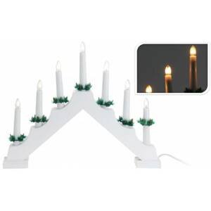 Kinekus Svietnik vianočný LED 7 sviečok drevo, biely