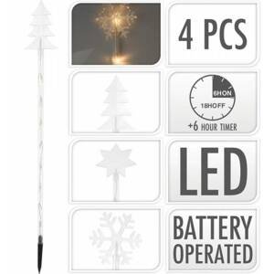 Kinekus Svetlo vianočné zapichovacie 36 LED teplé biele, 75 cm, 4 ks, s časovačom, baterky, vonkajšie, mix