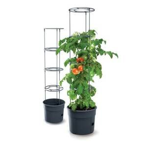 Kinekus Kvetináč s oporou na paradajky ø 39,2 cm, výška 153 cm, plast, antracit