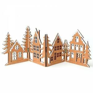 Kinekus Dekorácia skladacia domy so stromami 62x19x0,5 cm drevo