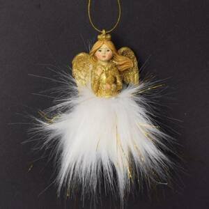 Kinekus Ozdoba závesná anjel LED 5,5x5,5x10 cm bielo-zlatý